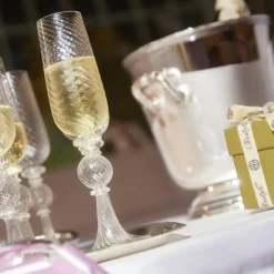 Blown Glass Champagne Flute Set