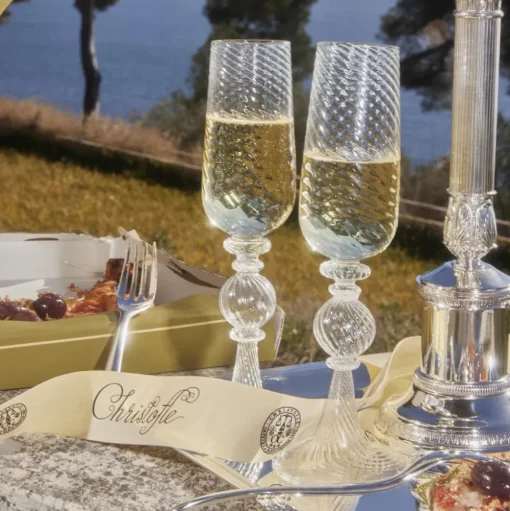 Blown Glass Champagne Flute Set