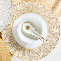Dinner Porcelain Plate Gold Finish