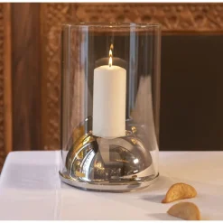 Large Stainless Steel Hurricane Candle Holder