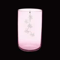 Medium Pink Glass Vase With Silver-Plated Ornament
