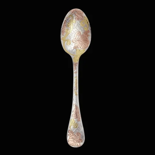 Partially Gilded Rose & Yellow Gold Table Spoon