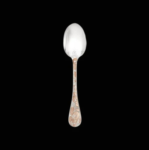 Partially Gilded Rose Gold Dessert Spoon