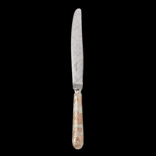 Partially Gilded Rose Gold Dinner Knife