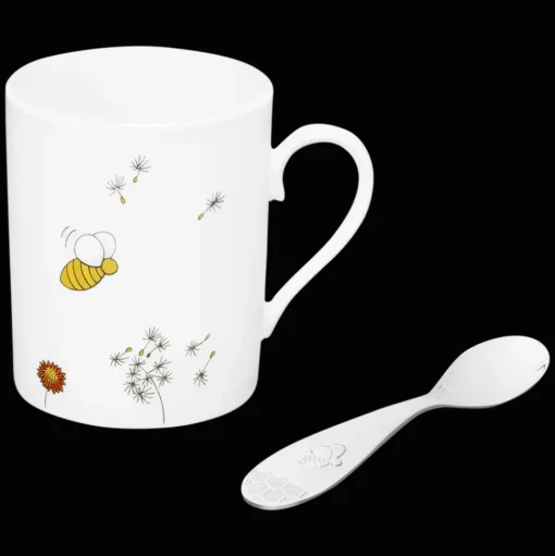Porcelain Baby cup and Silver plated spoon set