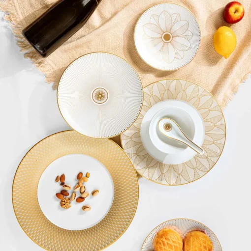 Porcelain Bread Plate Gold Finish