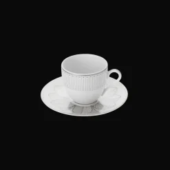 2 Porcelain Coffee Cup and Saucers Platinum Finish