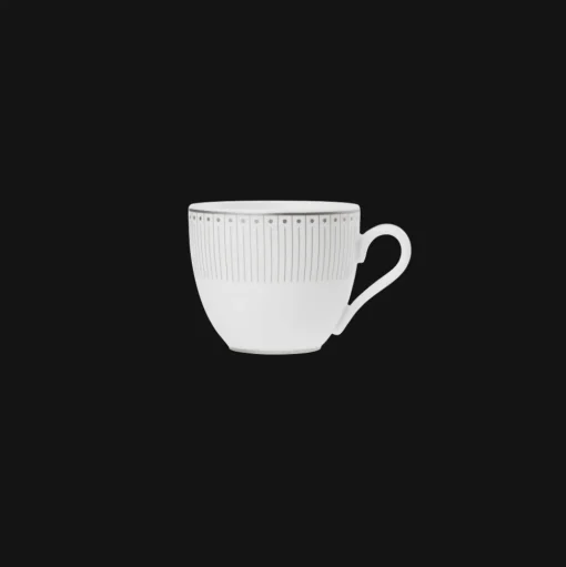 2 Porcelain Coffee Cup and Saucers Platinum Finish