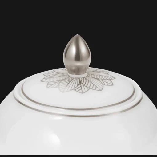 Porcelain Covered Sugar Bowl 30cl Platinum Finish