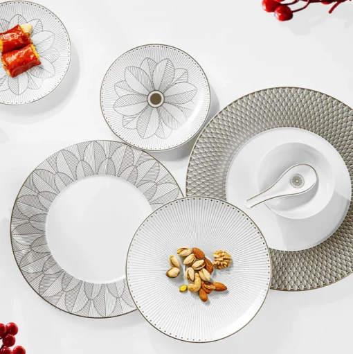 Porcelain Dinner plate Platinum Finish