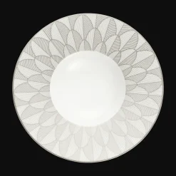 Porcelain Large Rim Plate Platinum Finish
