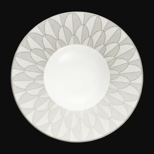 Porcelain Large Rim Plate Platinum Finish