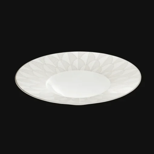 Porcelain Large Rim Plate Platinum Finish