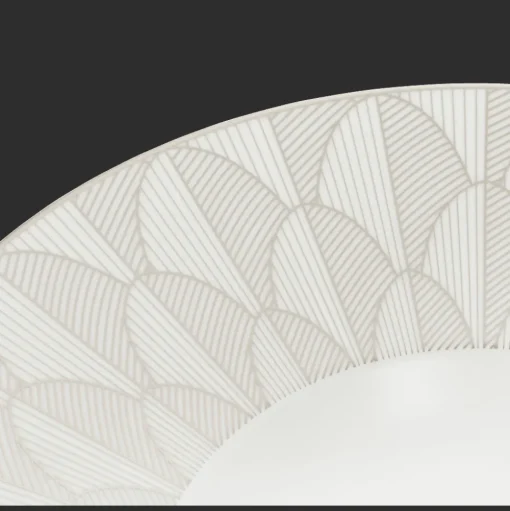 Porcelain Large Rim Plate Platinum Finish