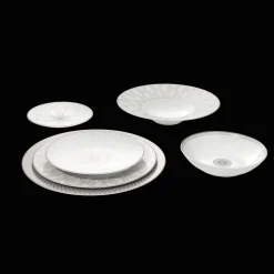 Porcelain Large Rim Plate Platinum Finish