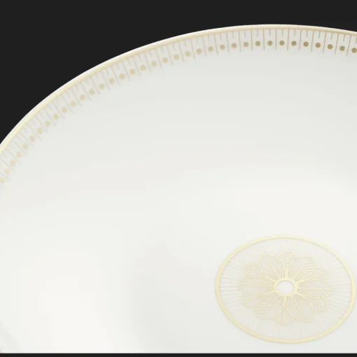 Porcelain Open Vegetable Dish Gold Finish