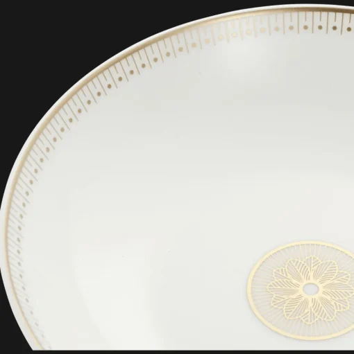 Porcelain Soup Cereal Bowl Gold Finish