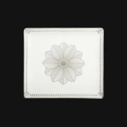 Rectangular Porcelain Tray Platinum Finish - 22 x 20 cm