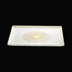 Rectangular Porcelain Tray Gold Finish - 22 x 20 cm