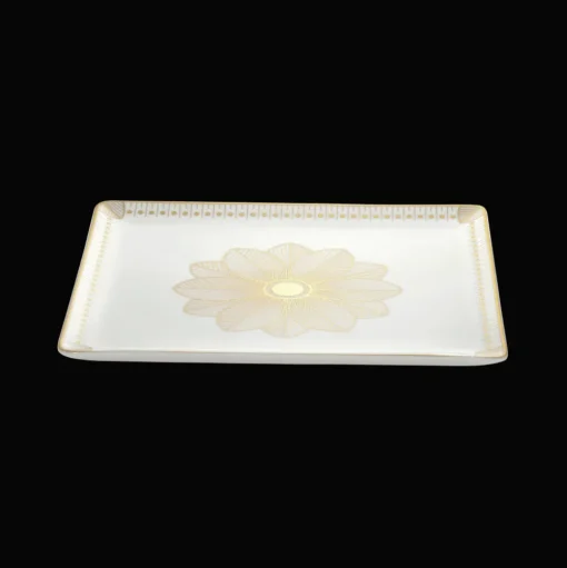 Rectangular Porcelain Tray Gold Finish - 22 x 20 cm