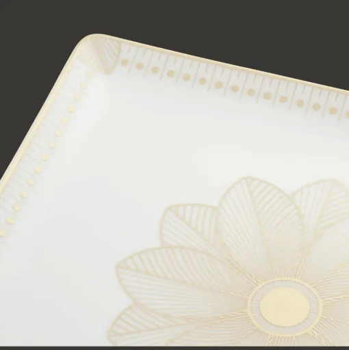 Rectangular Porcelain Tray Gold Finish - 22 x 20 cm