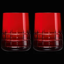 Red Crystal Water Glasses - Set of Two