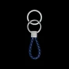 Rhodium Silver-Plated Blue Key Chain