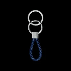 Rhodium Silver-Plated Blue Key Chain
