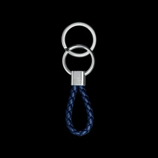 Rhodium Silver-Plated Blue Key Chain