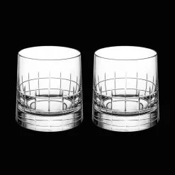 Set of 2 crystal double old fashioned glasses