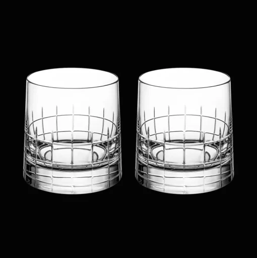 Set of 2 crystal double old fashioned glasses