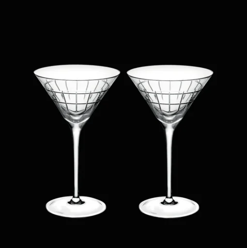 Set of 2 Crystal Martini Glasses