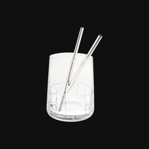 Set of 2 silver plated small straws