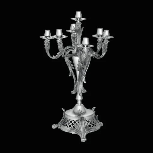 Silver plated seven light candelabra