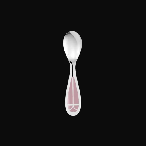 Silver-Plated Baby Spoon & Fork Set - Rose Quartz