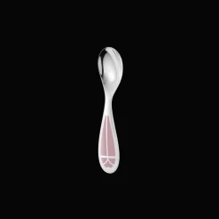 Silver-Plated Baby Spoon & Fork Set - Rose Quartz