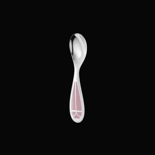 Silver-Plated Baby Spoon & Fork Set - Rose Quartz