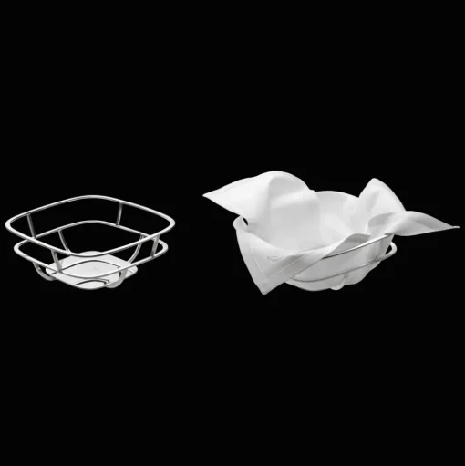 Silver-Plated Bread Basket with Napkins