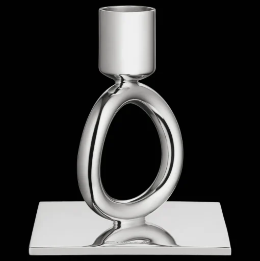Silver-Plated Single-Ring Candlestick Holder