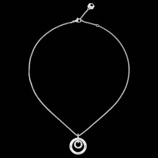 Sterling Silver Double Circle Pendant Necklace