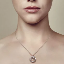 Sterling Silver Double Circle Pendant Necklace
