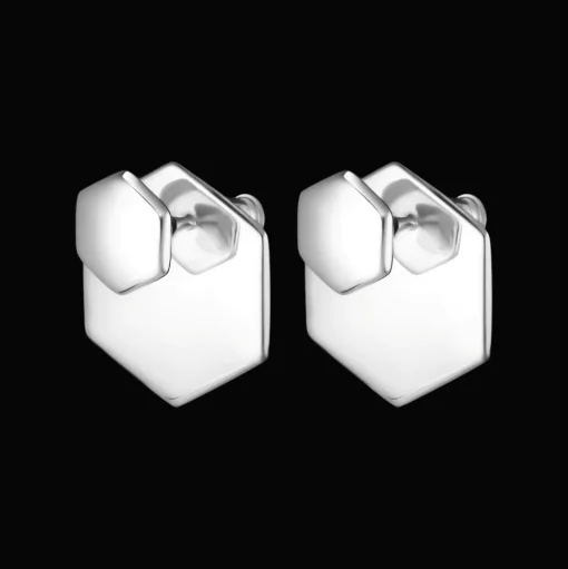 Sterling Silver 2-In-1 Hexagon Earrings