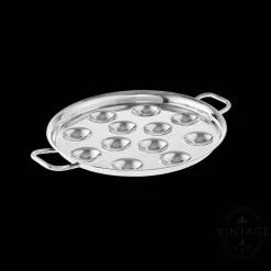 Vintage Silvered 12 Slot Escargot Dish
