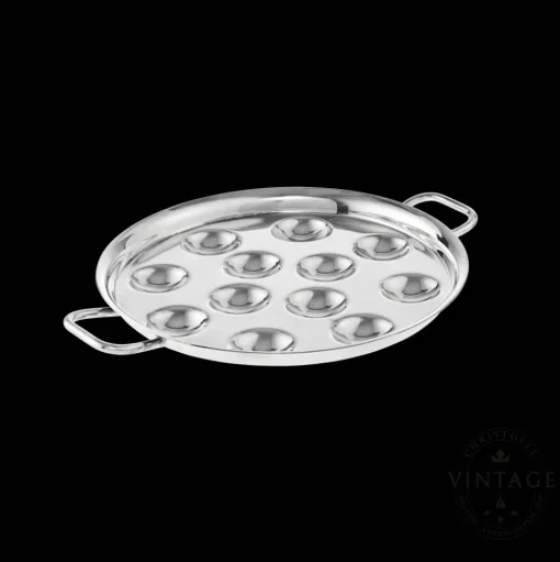 Vintage Silvered 12 Slot Escargot Dish
