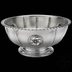 Vintage Silvered Crystal Interior Salad Bowl