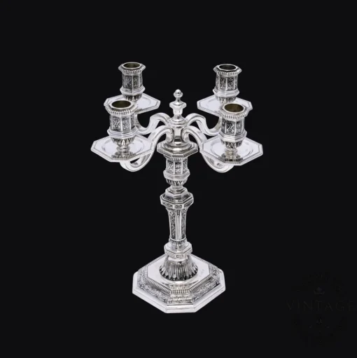 Vintage Silvered Four Lights Candelabra
