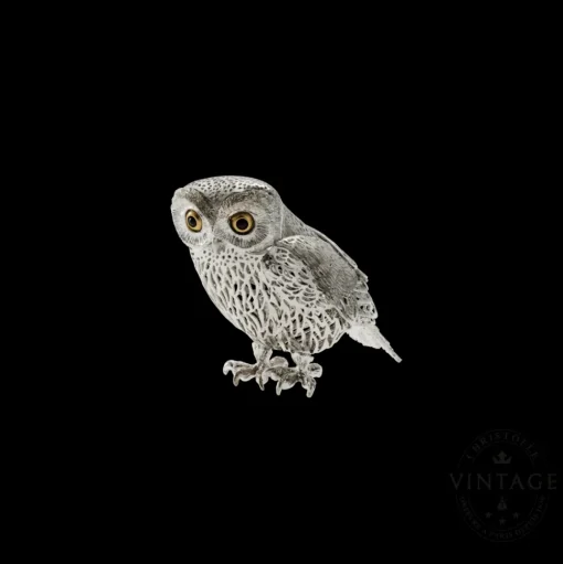 Vintage Silvered Little Owl