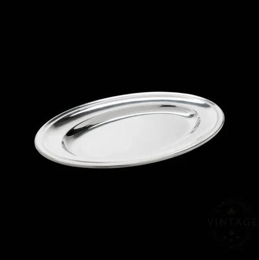 Vintage Silvered Oval Plate - 13 in