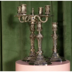 Vintage Silvered Single Light Candlestick