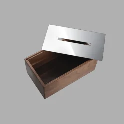 Walnut and Steel Tissue Box